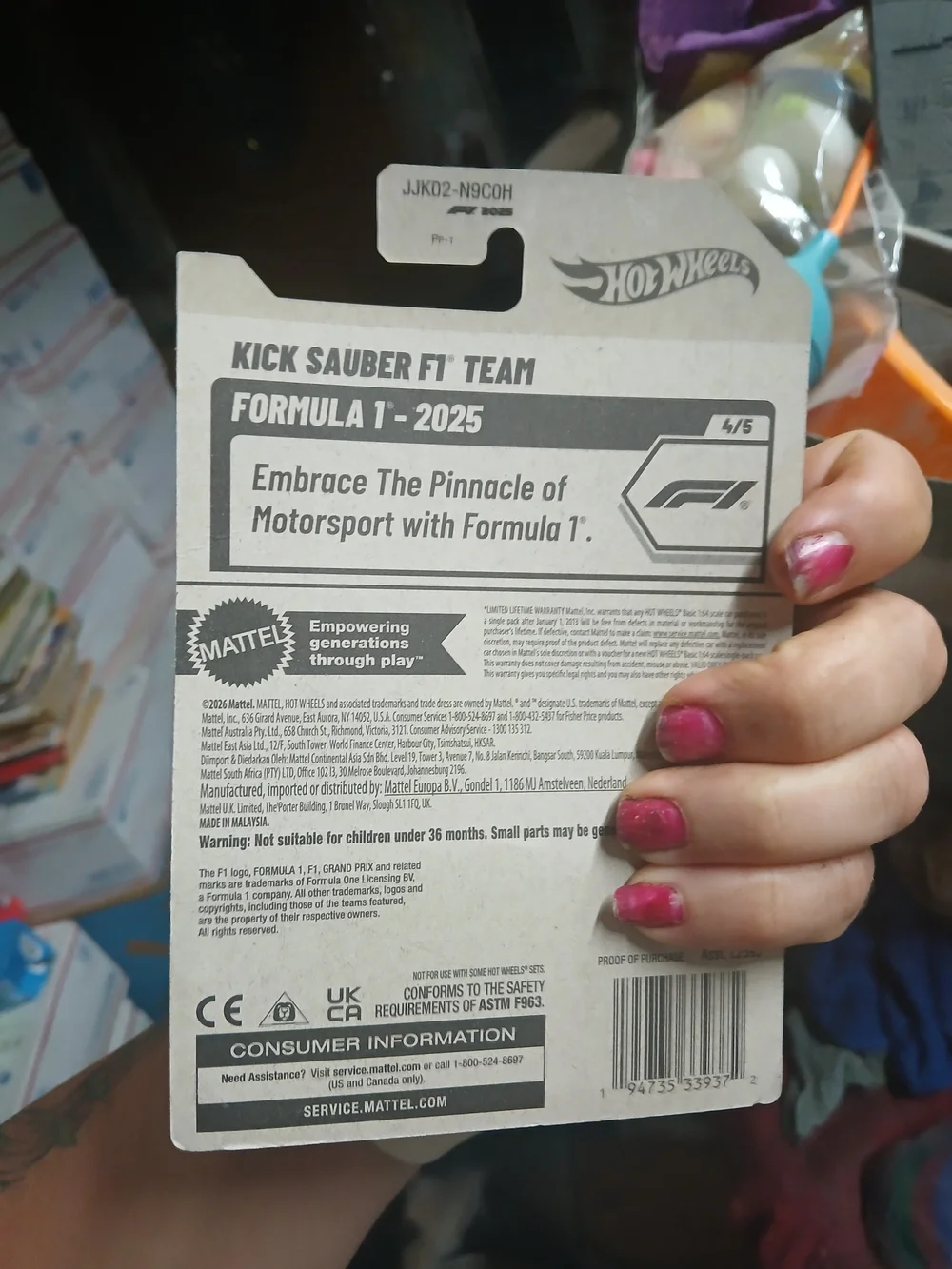 the 2026 Hot Wheels mainline Kick Sauber F1 Team (Number 154/250, Formula 1 seri